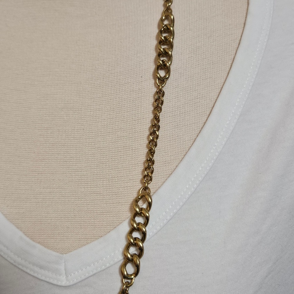 Ann Taylor Gold Tone Chain Necklace Long Minimalist Statement Jewelry‎ NWT - Picture 2 of 5